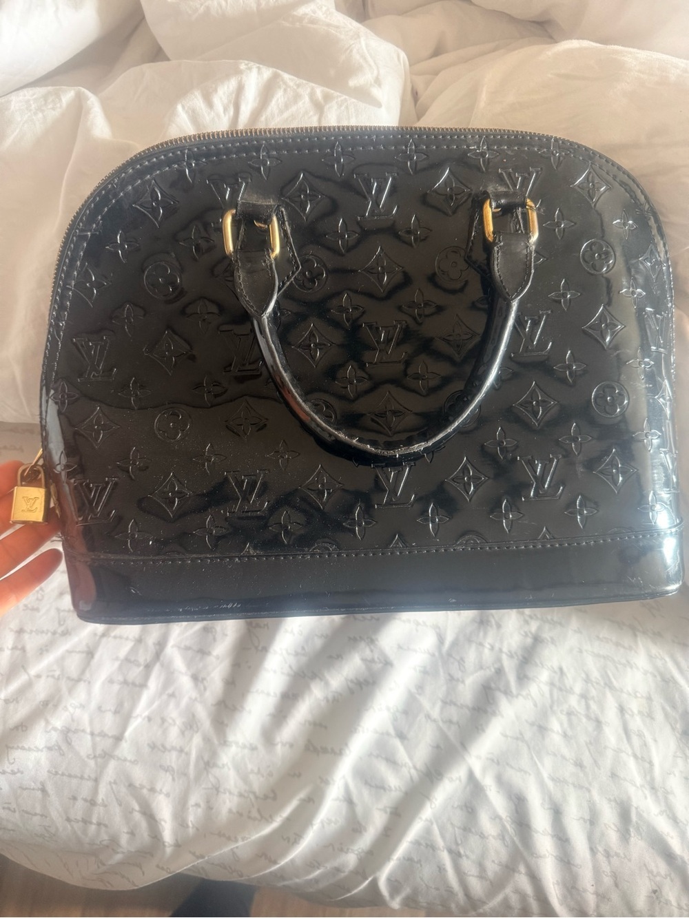 Louis Vuitton Black Vernis Alma Satchel with Gold Hardware READ PLEASE NO RETURN - Picture 2 of 14